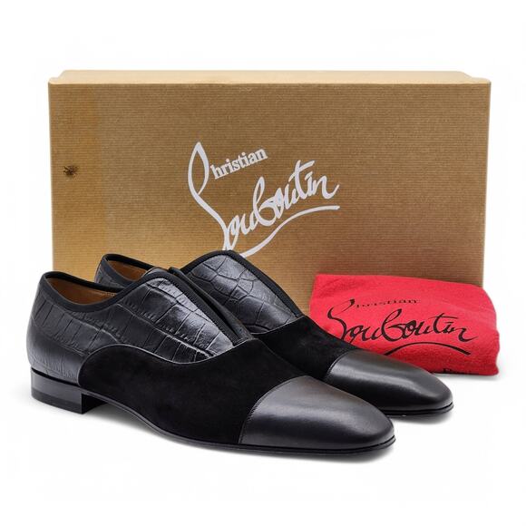 Christian Louboutin Alpha Male Leather Oxford Shoes - Black - EU 42 / US 9